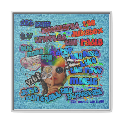 drop the beat - framed canvas art (faded blue)