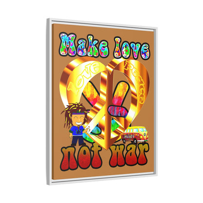 love peace - framed canvas art (light brown)