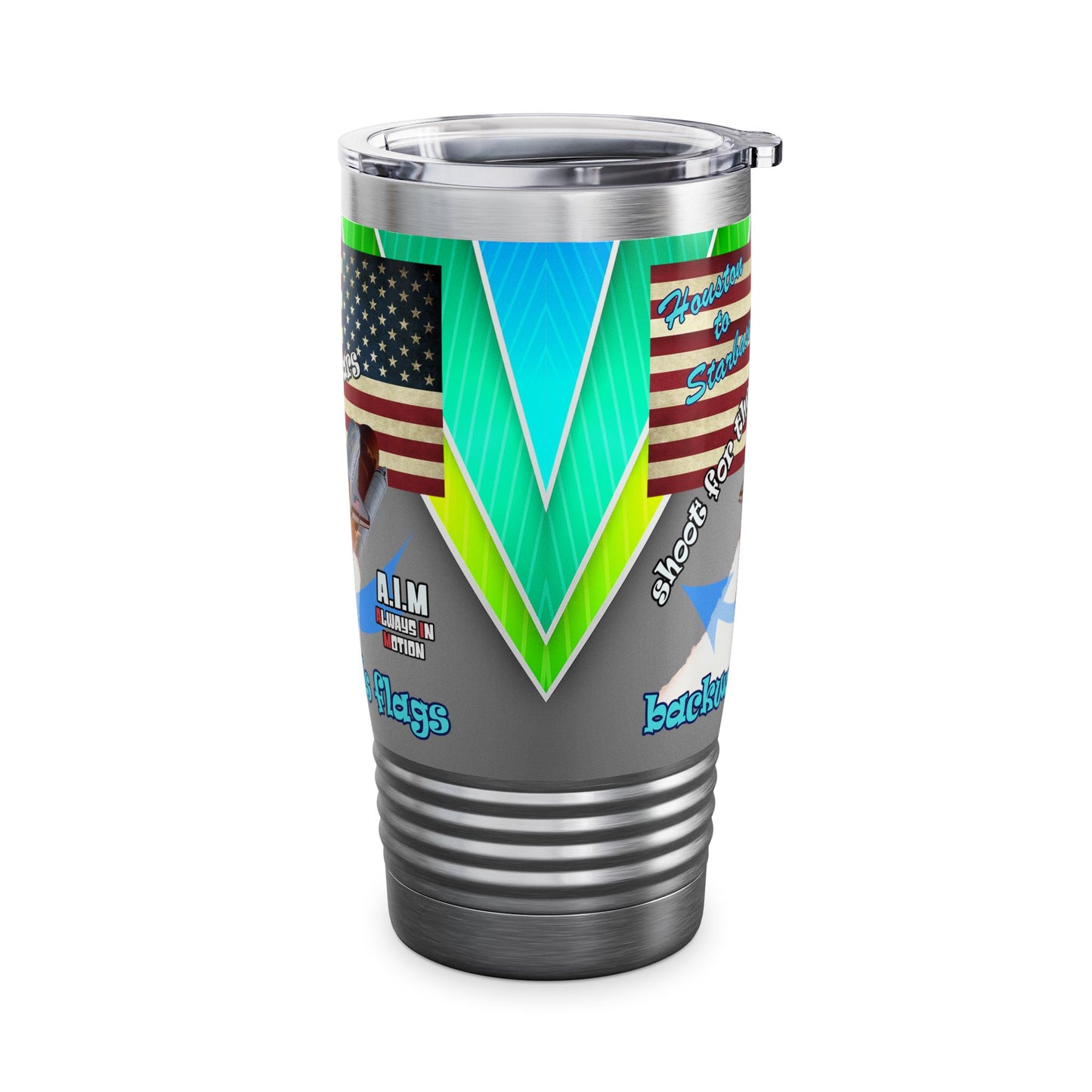 shoot for the stars - Ringneck Tumbler, 20oz (rainbow split)