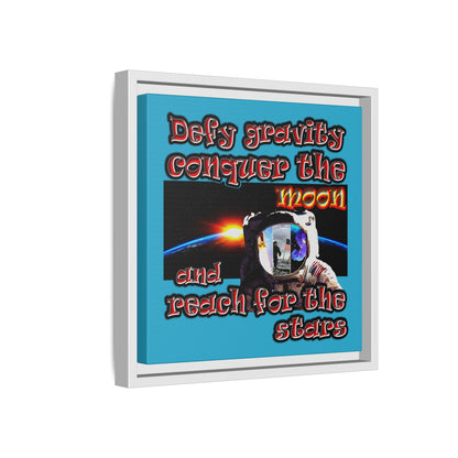 defy conquer reach - framed canvas art (turquoise)