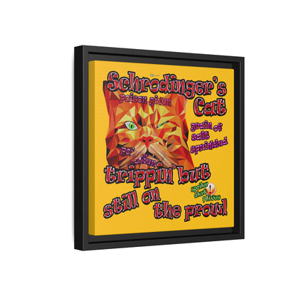 schrodinger's cat - framed canvas art (yellow)