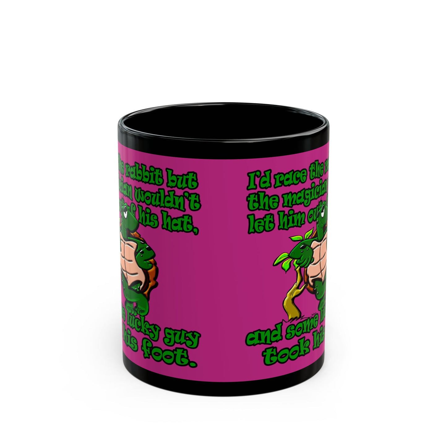 turtle race - Black Mug (pink)