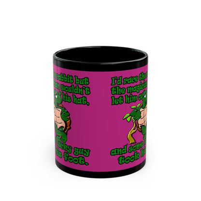 turtle race - Black Mug (pink)