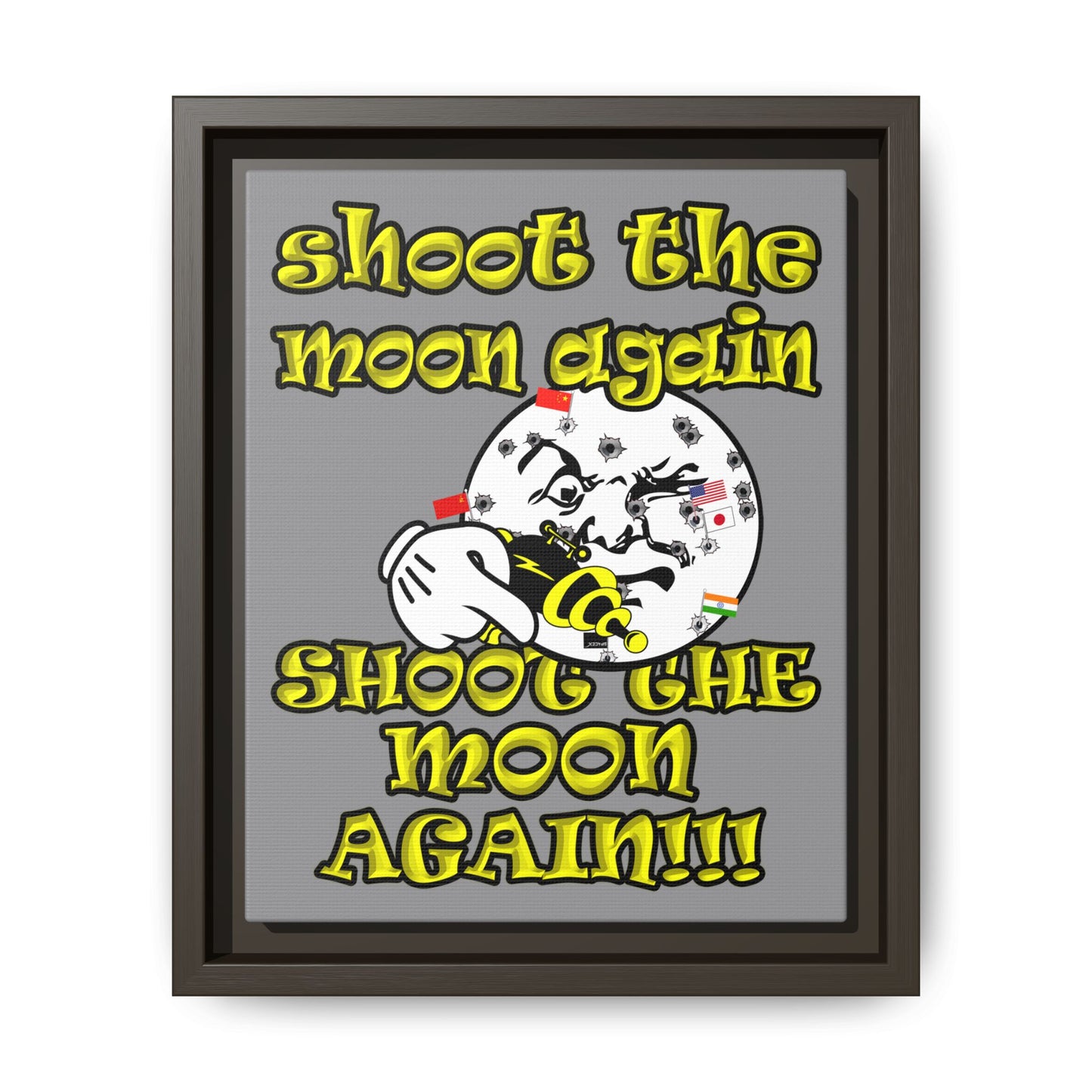 shoot the moon again - framed canvas art (grey)