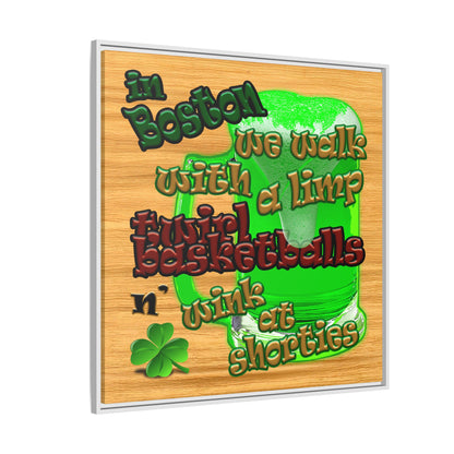 celtics logo - framed canvas art (butterscotch wood finish)