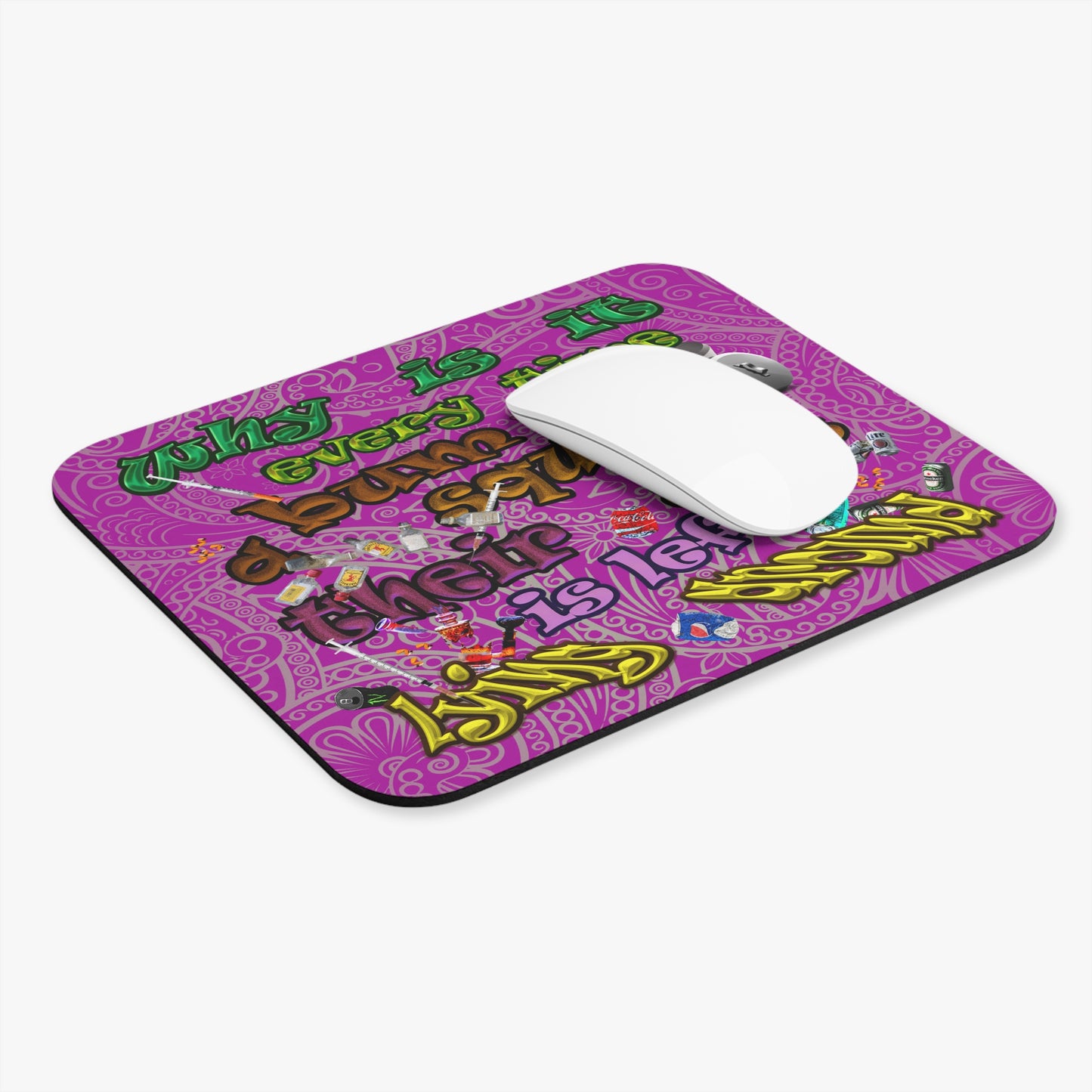 the bum's shit - Mouse Pad (Rectangle) (pink swirl)
