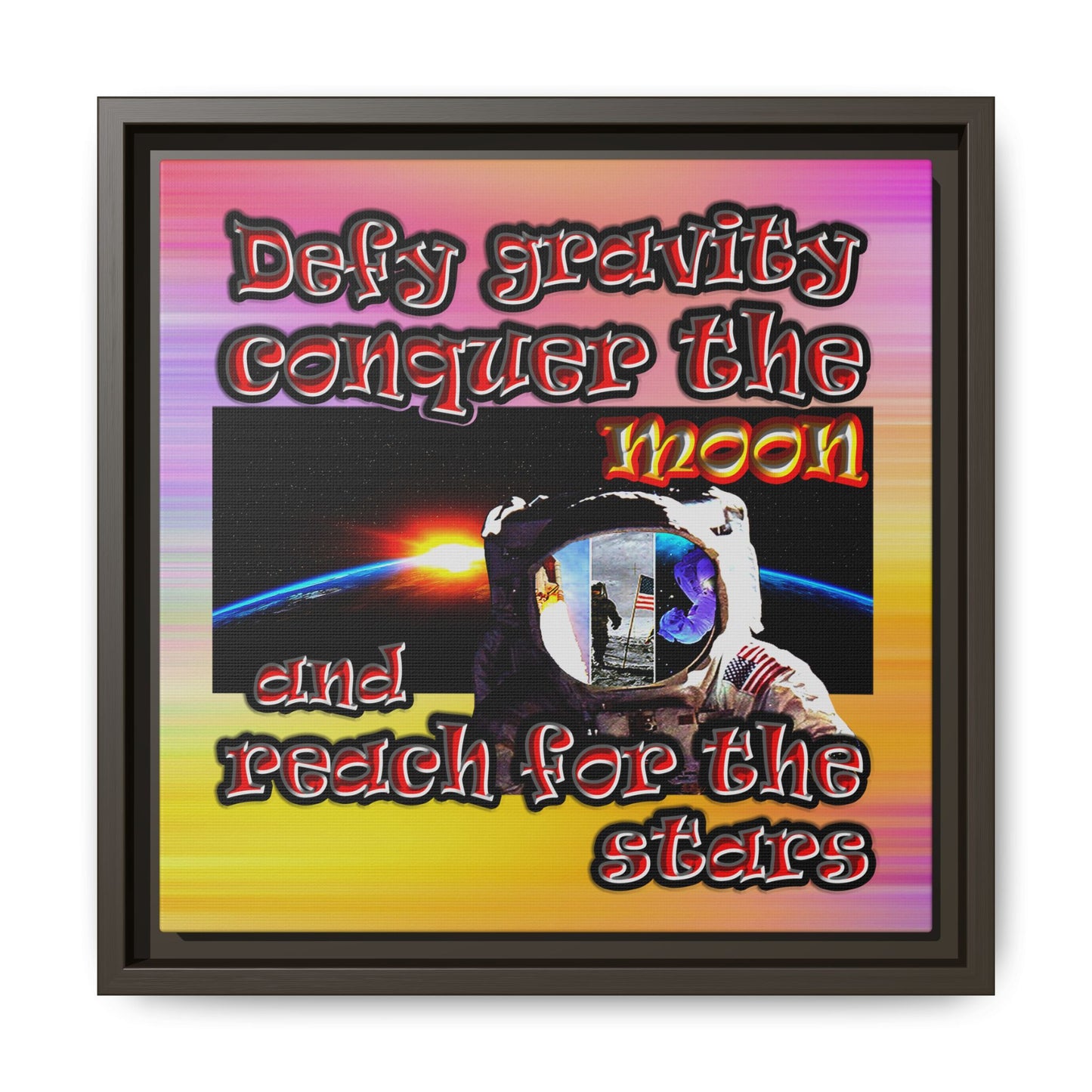 defy conquer reach - framed canvas art (color blur)