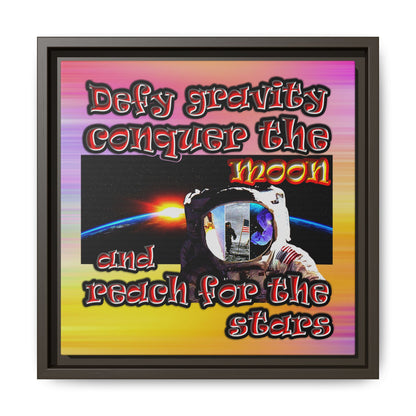 defy conquer reach - framed canvas art (color blur)