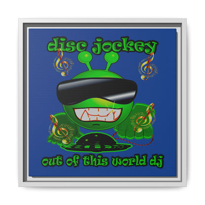 disc jockey - framed canvas art (dark blue)