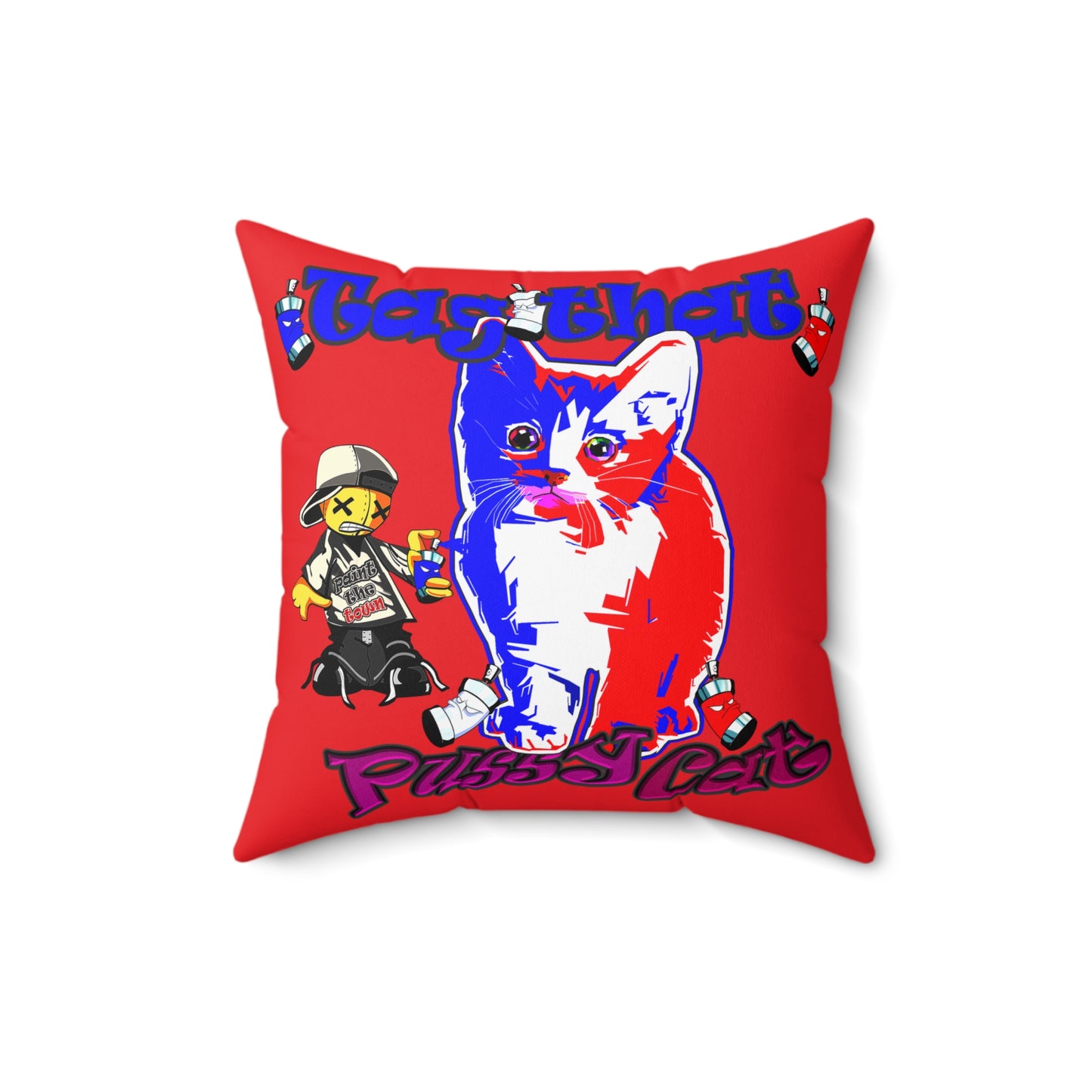 tag that - Spun Polyester Square Pillow - (red)