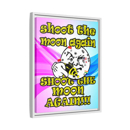 shoot the moon again - framed canvas art (light blue-pink wave)