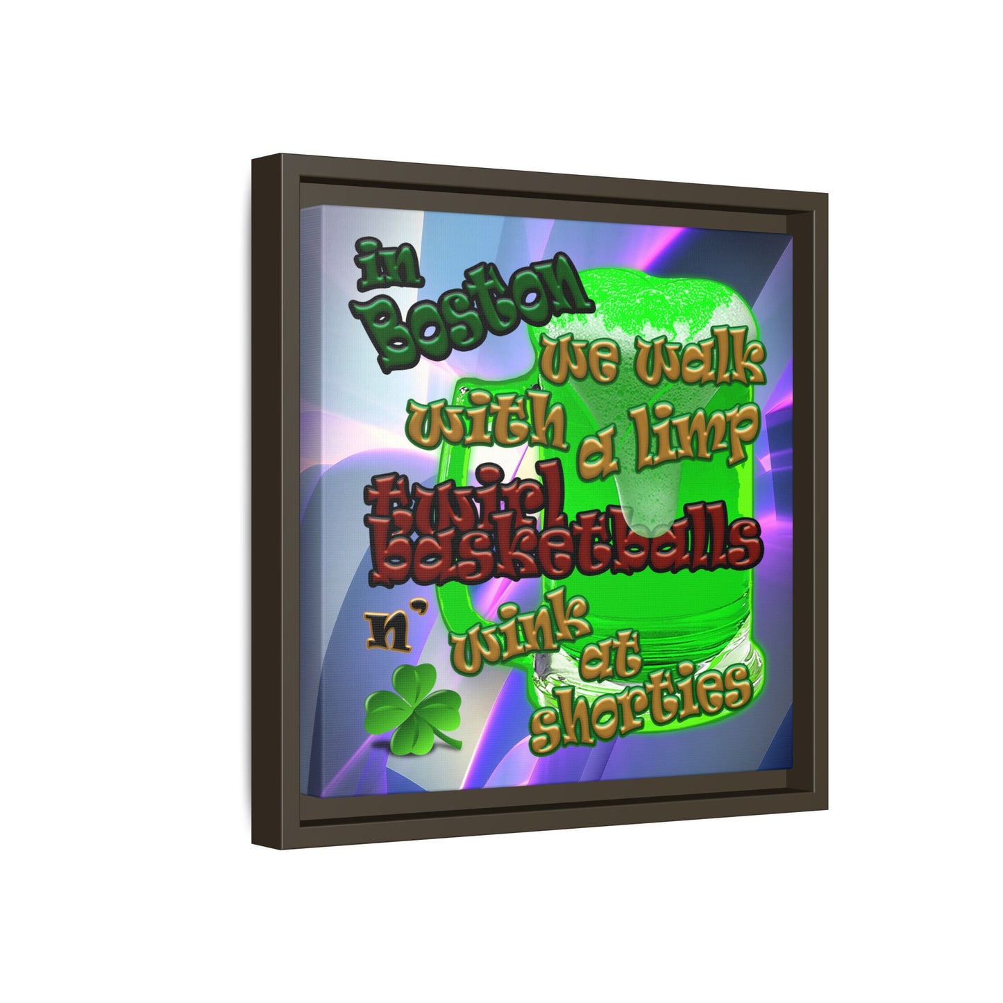 celtics logo - framed canvas art (grey-pink wave)