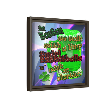 celtics logo - framed canvas art (grey-pink wave)