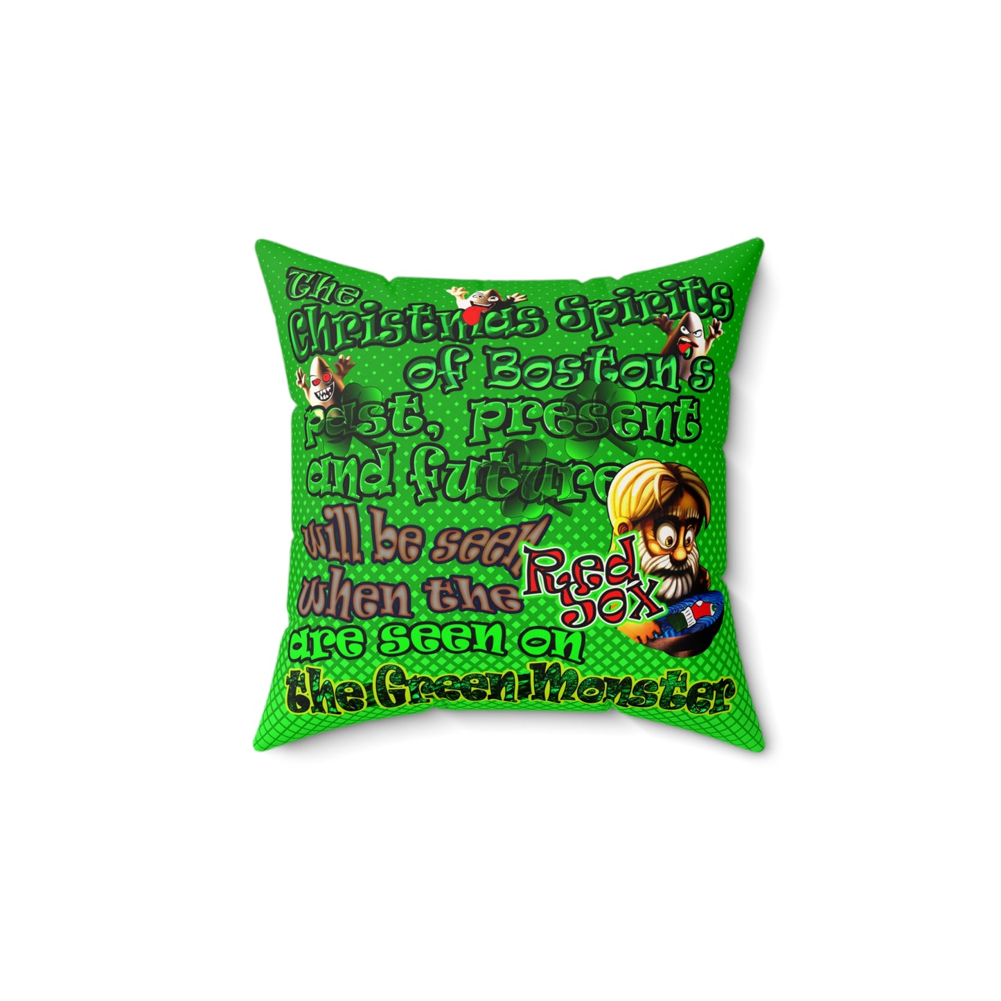 christmas spirits of boston - Faux Suede Square Pillow - (logo green)