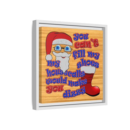 santa's shoes - framed canvas art (butterscotch wood finish)