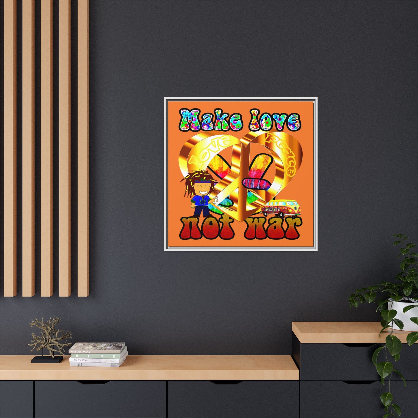 love peace - framed canvas art (crusta)