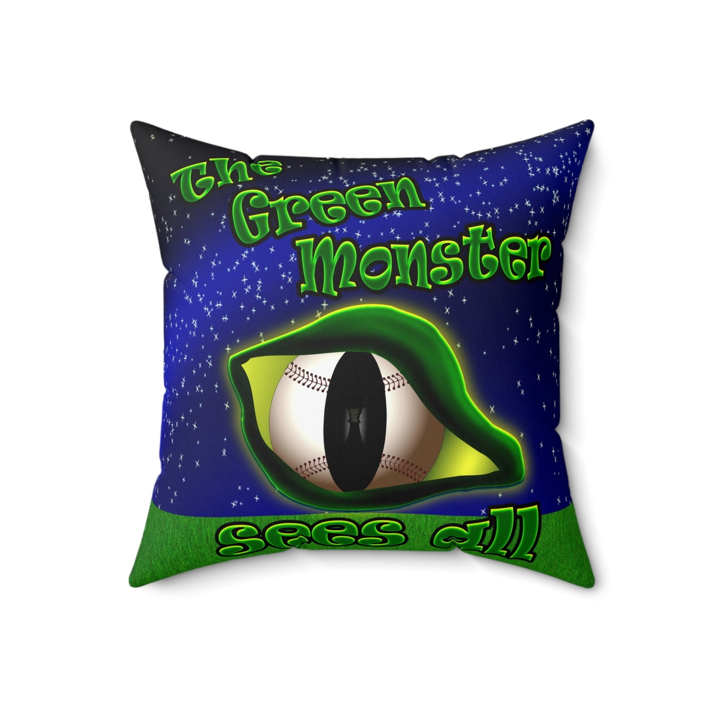 green monster - Spun Polyester Square Pillow - ('snoops' background)