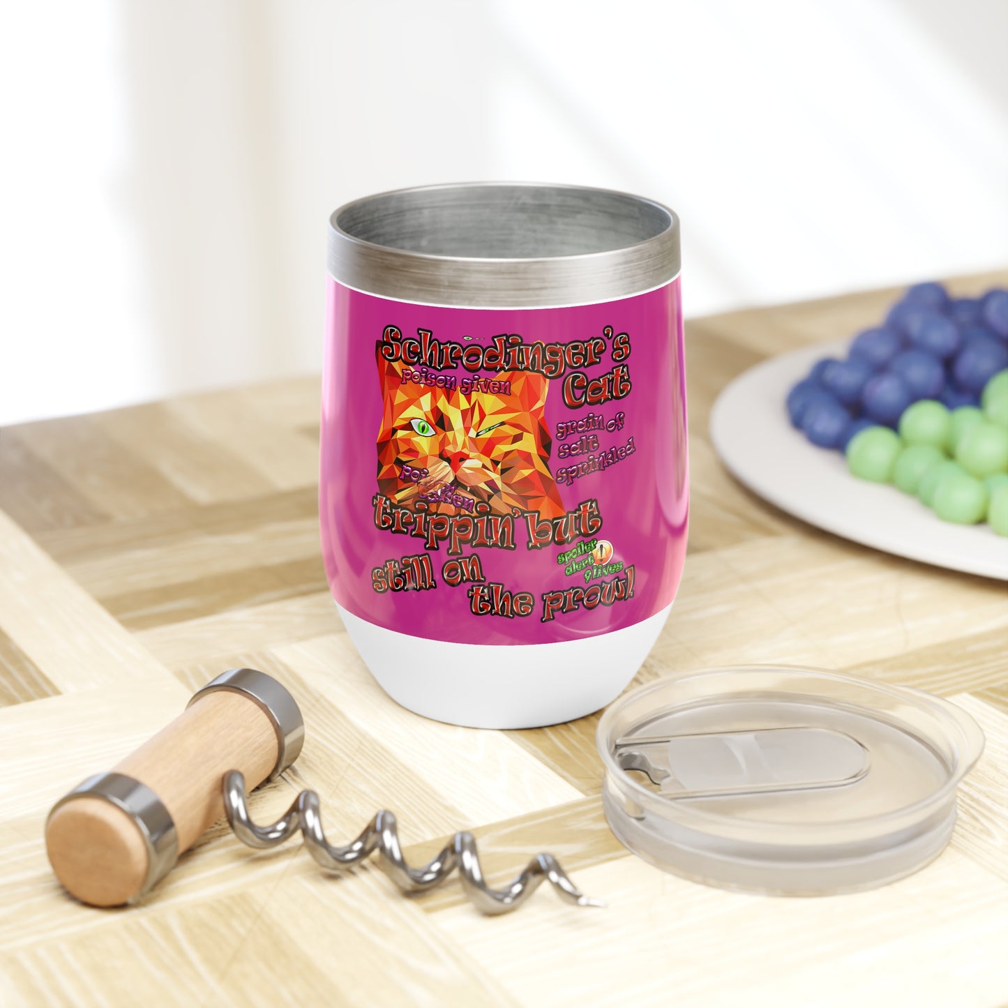 schrodinger's cat - Chill Wine Tumbler (pink)