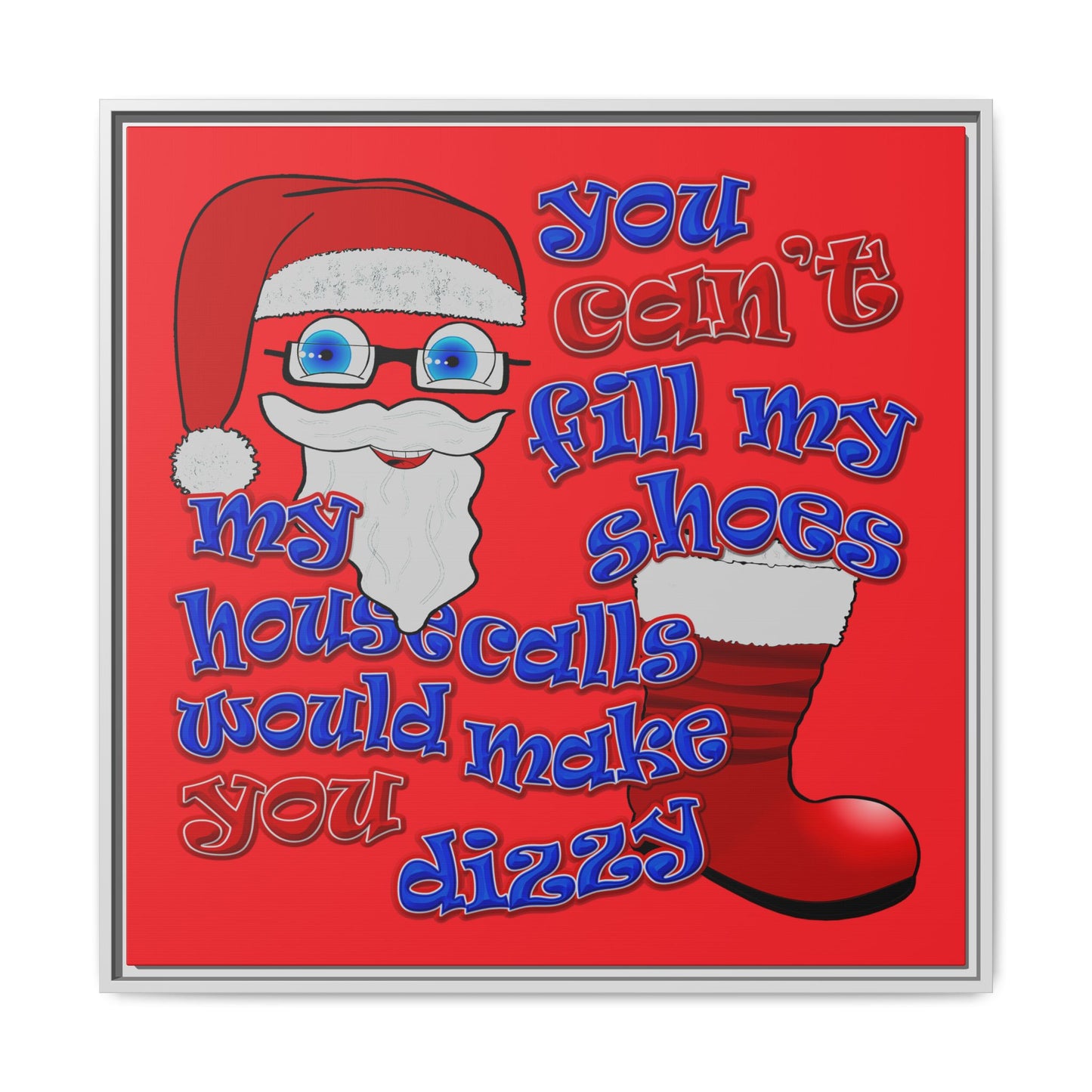 santa's shoes - framed canvas art (red)