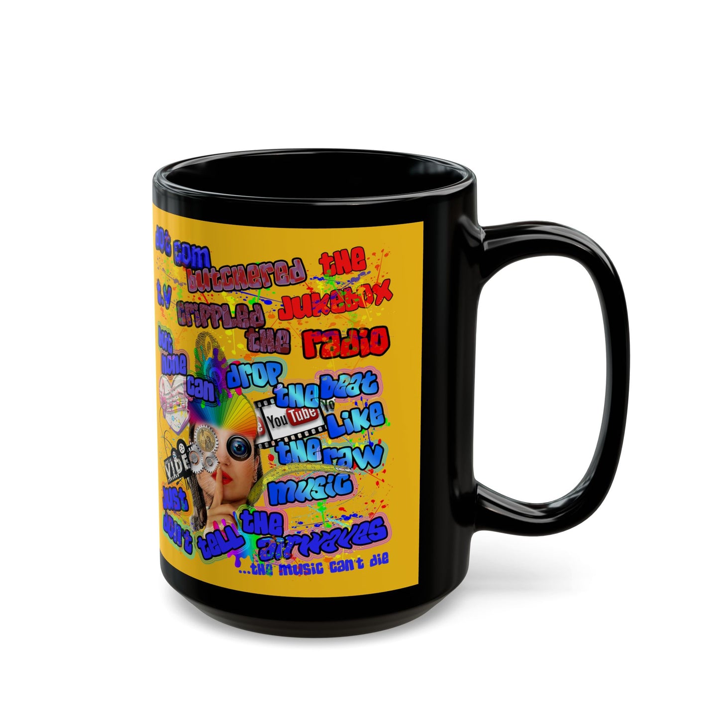 drop the beat - Black Mug (yellow)