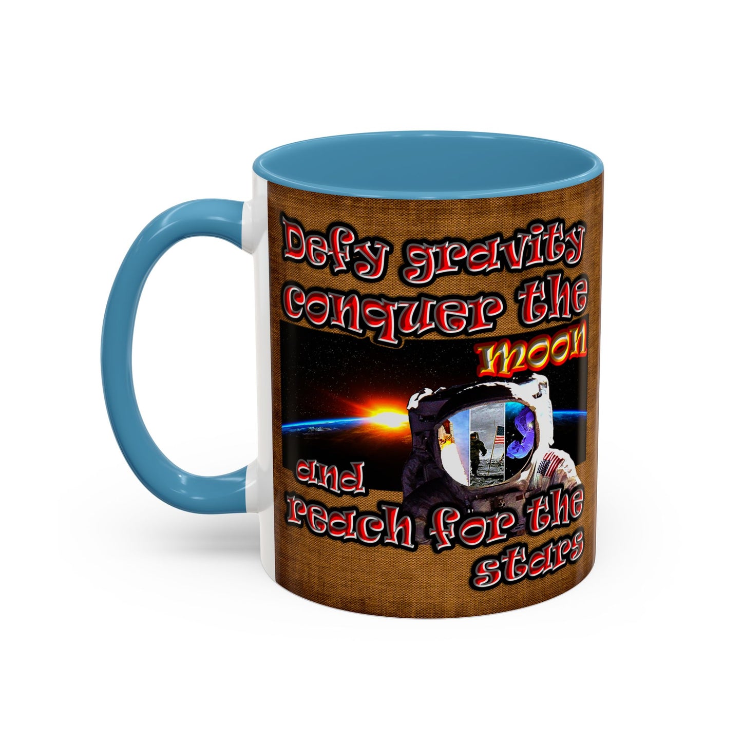 defy conquer reach - Accent Mug (brown papyrus)