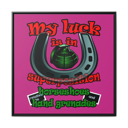 my luck - framed canvas art (pink)