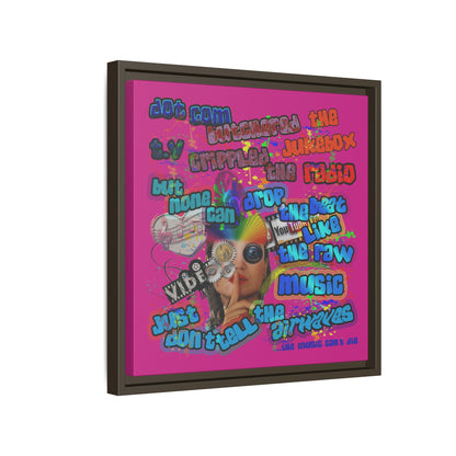 drop the beat - framed canvas art (pink)