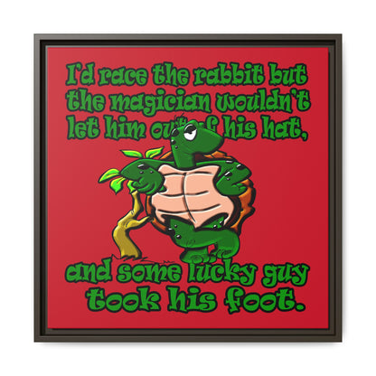 turtle race - framed canvas art (dark red)