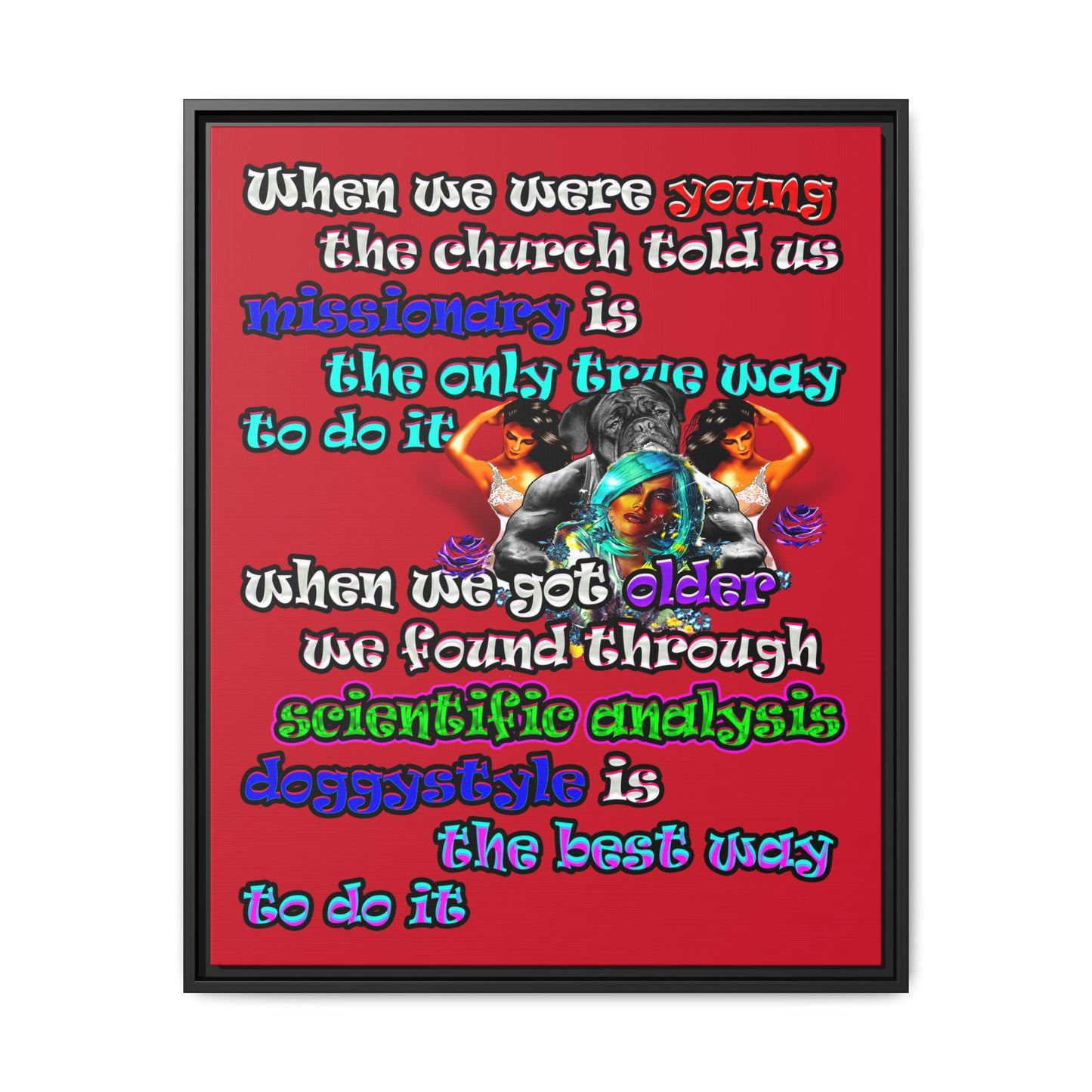 doggystyle - framed canvas art (dark red)