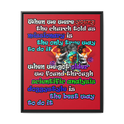 doggystyle - framed canvas art (dark red)