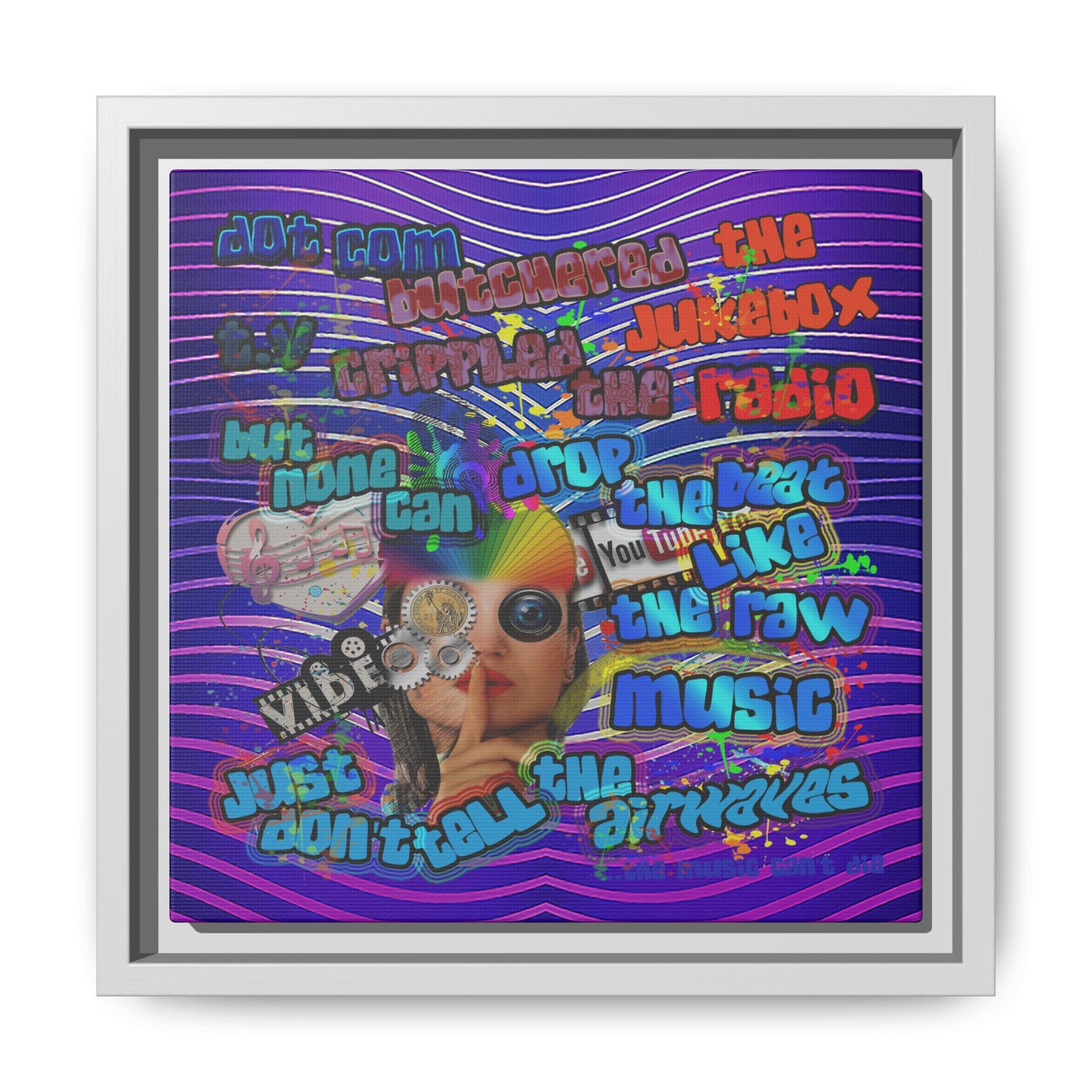 drop the beat - framed canvas art (purple wave)