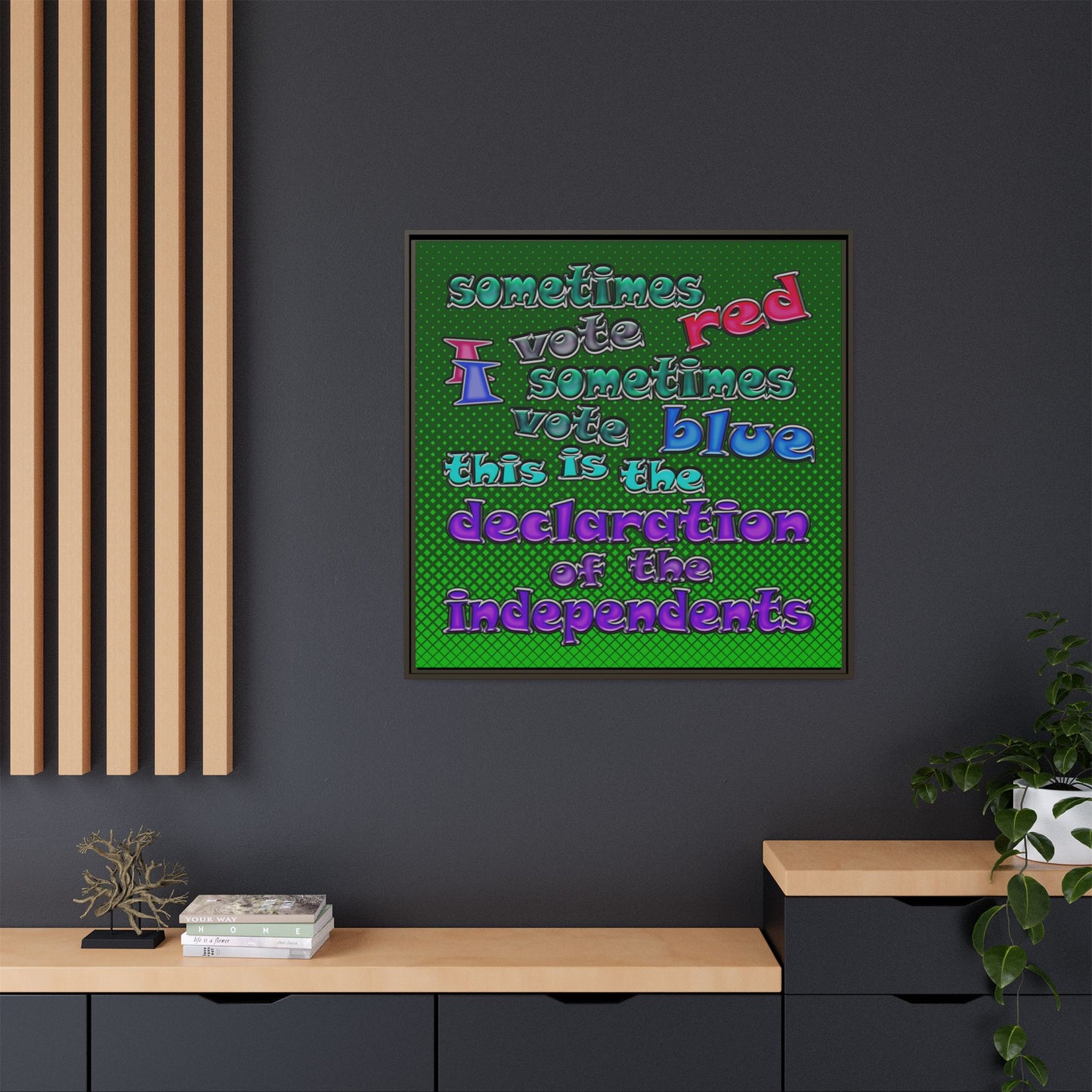 declaration of the independents - framed canvas art (logo green)