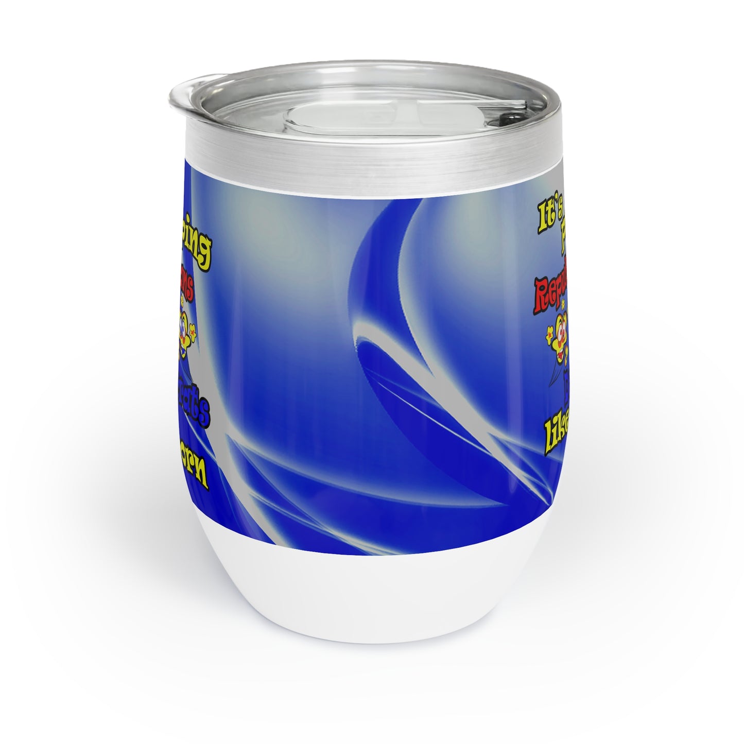 popping like popcorn - Chill Wine Tumbler (blue-white wave)