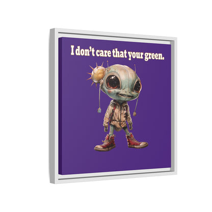 I don't care that your green - framed canvas art (purple)