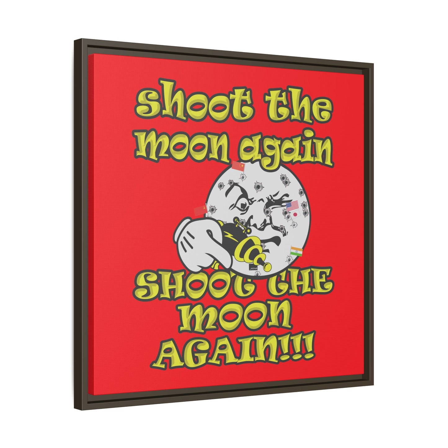 shoot the moon again - framed canvas art (red)