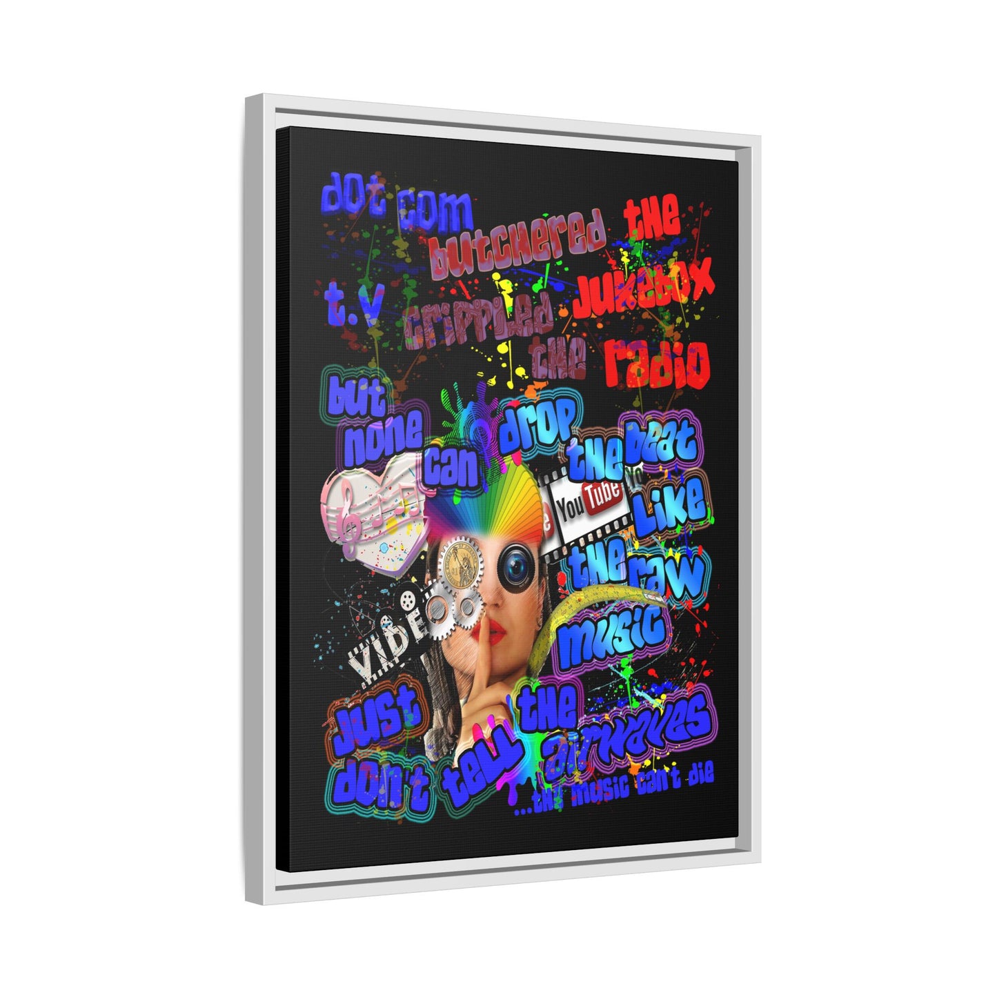drop the beat - framed canvas art (black)