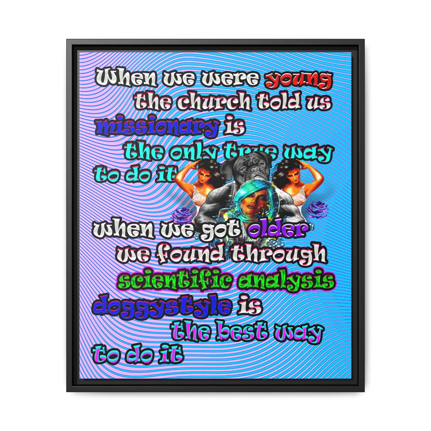 doggystyle - framed canvas art (light blue-purple wave)