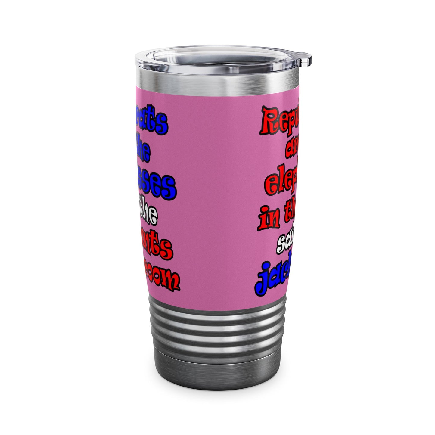 donkeys and elephants - Ringneck Tumbler, 20oz (light pink)