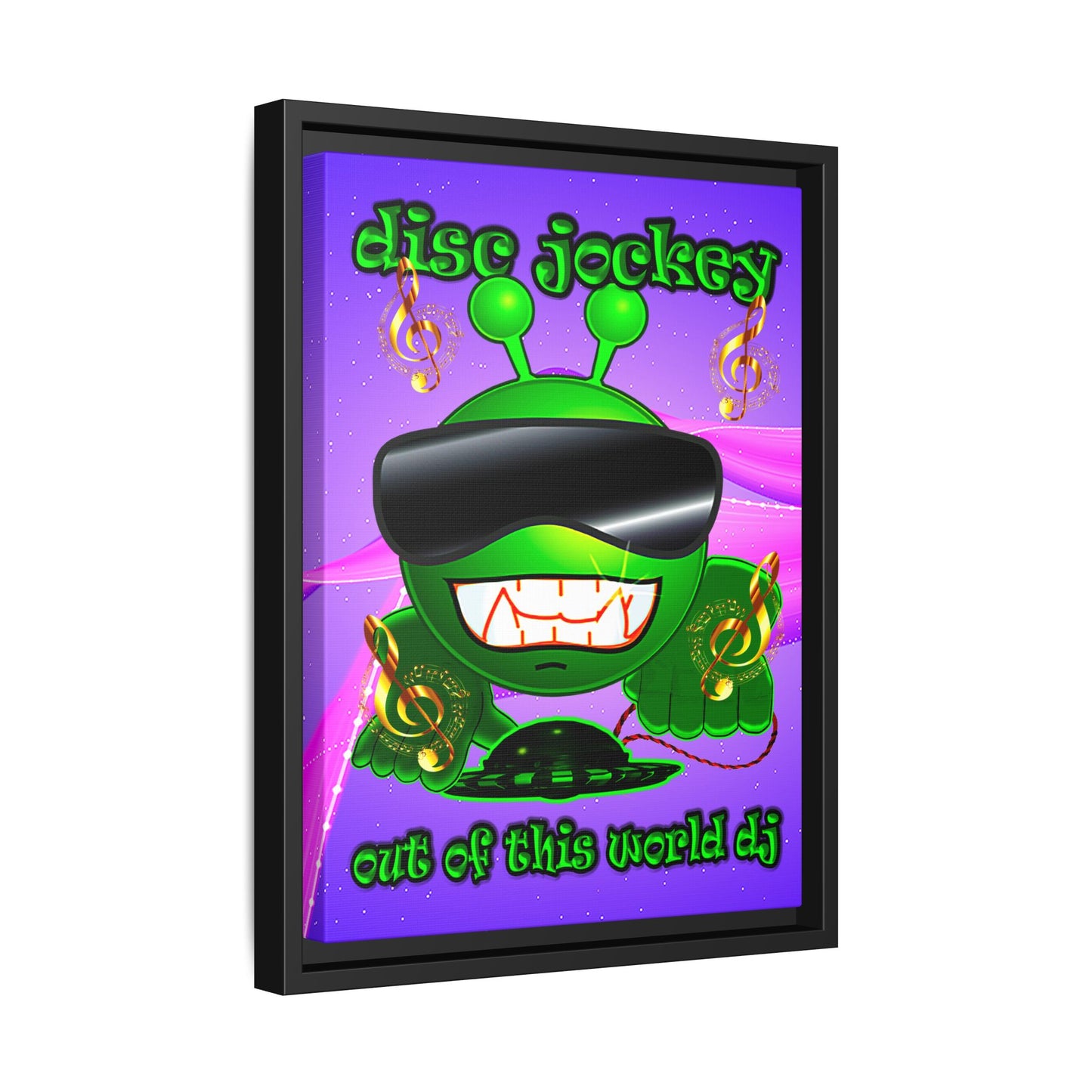 disc jockey - framed canvas art (purple-pink wave)