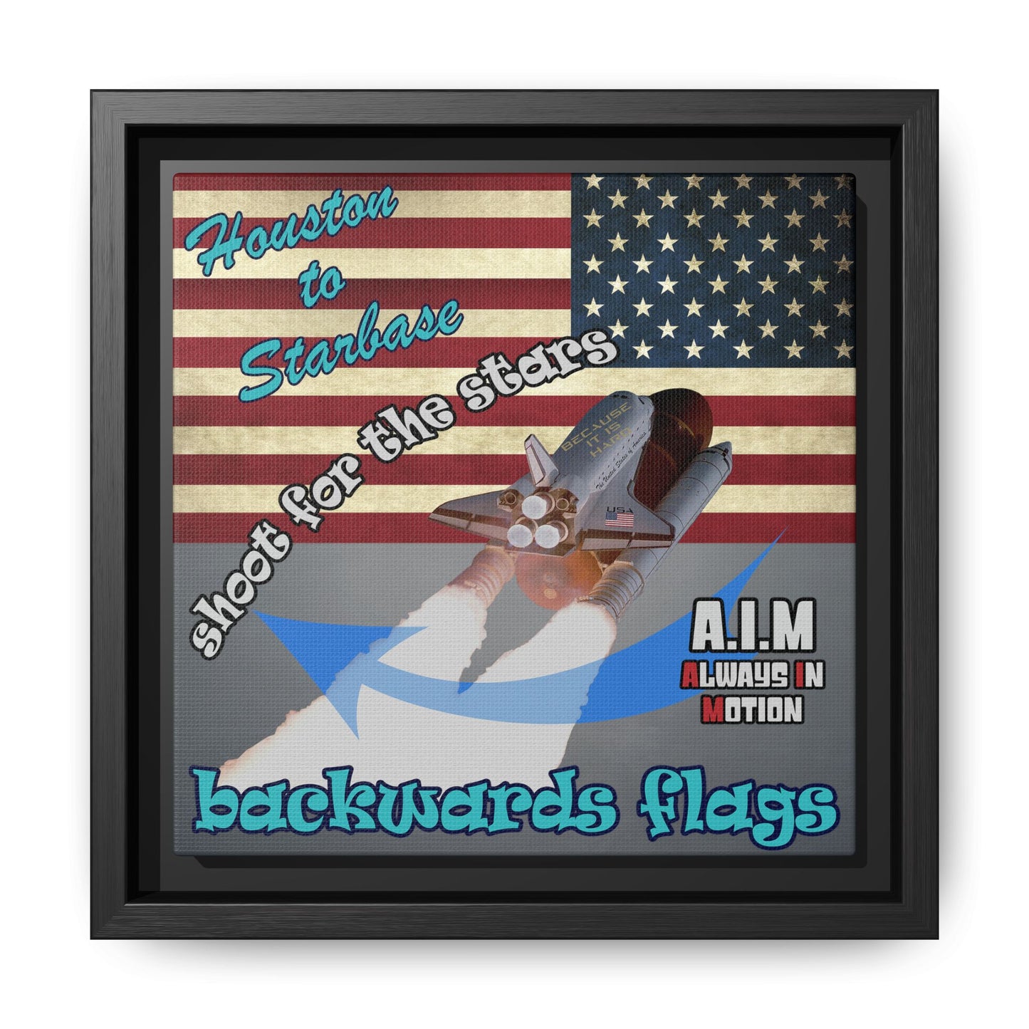 shoot for the stars - framed canvas art (grey-light grey)