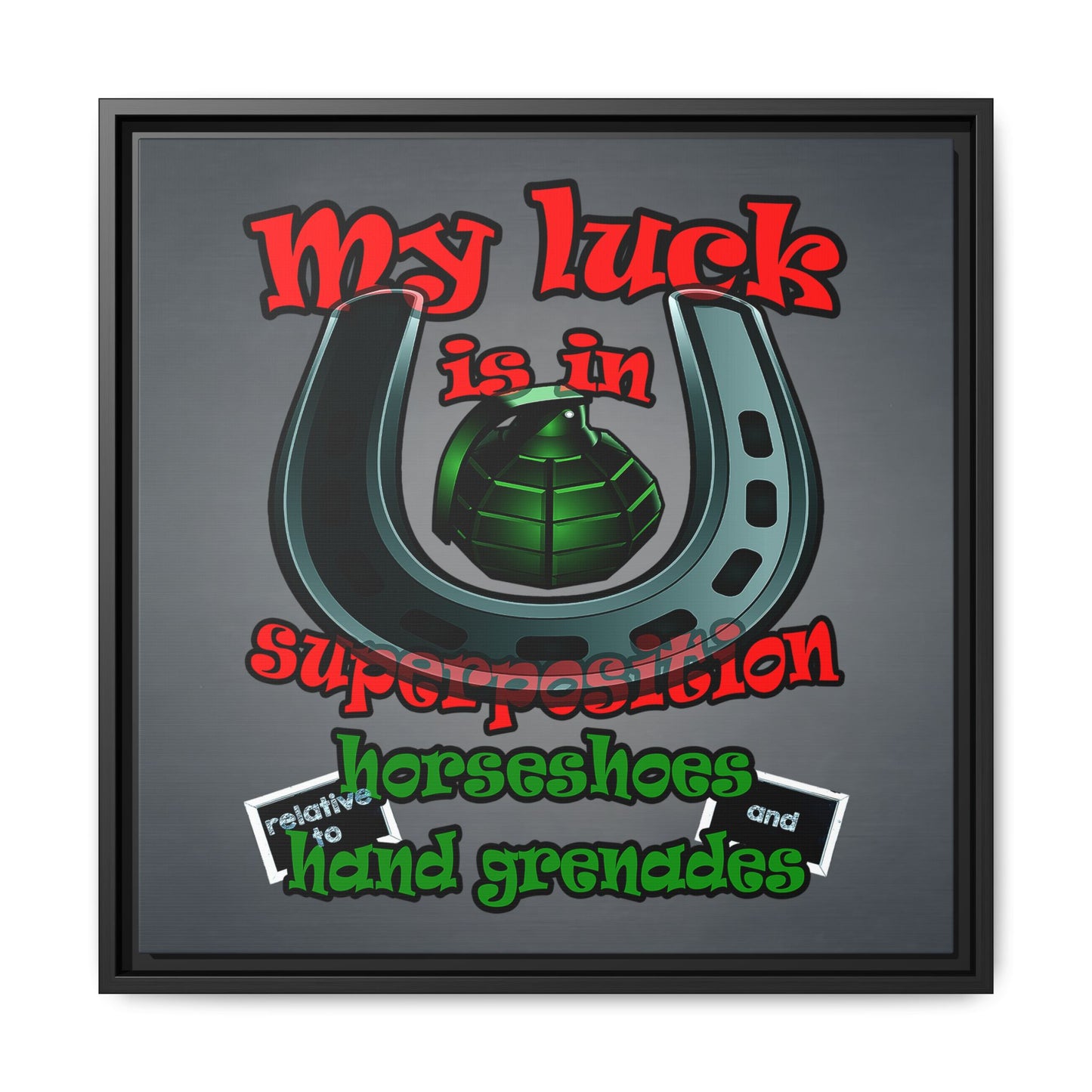 my luck - framed canvas art (grey-light grey)