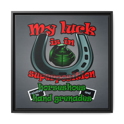 my luck - framed canvas art (grey-light grey)
