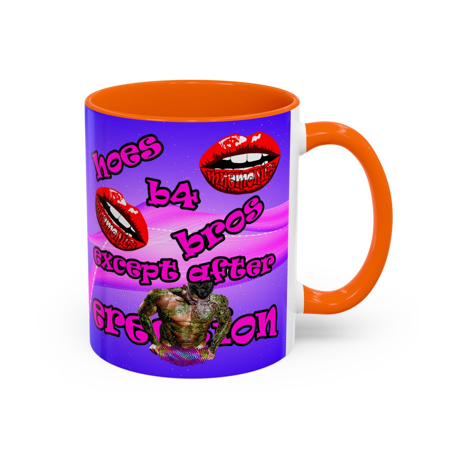 hoes b4 bros - Accent Mug (purple-pink wave)