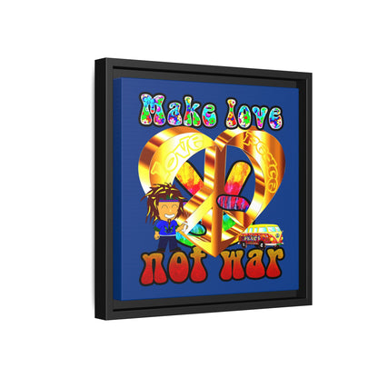 love peace - framed canvas art (dark blue)