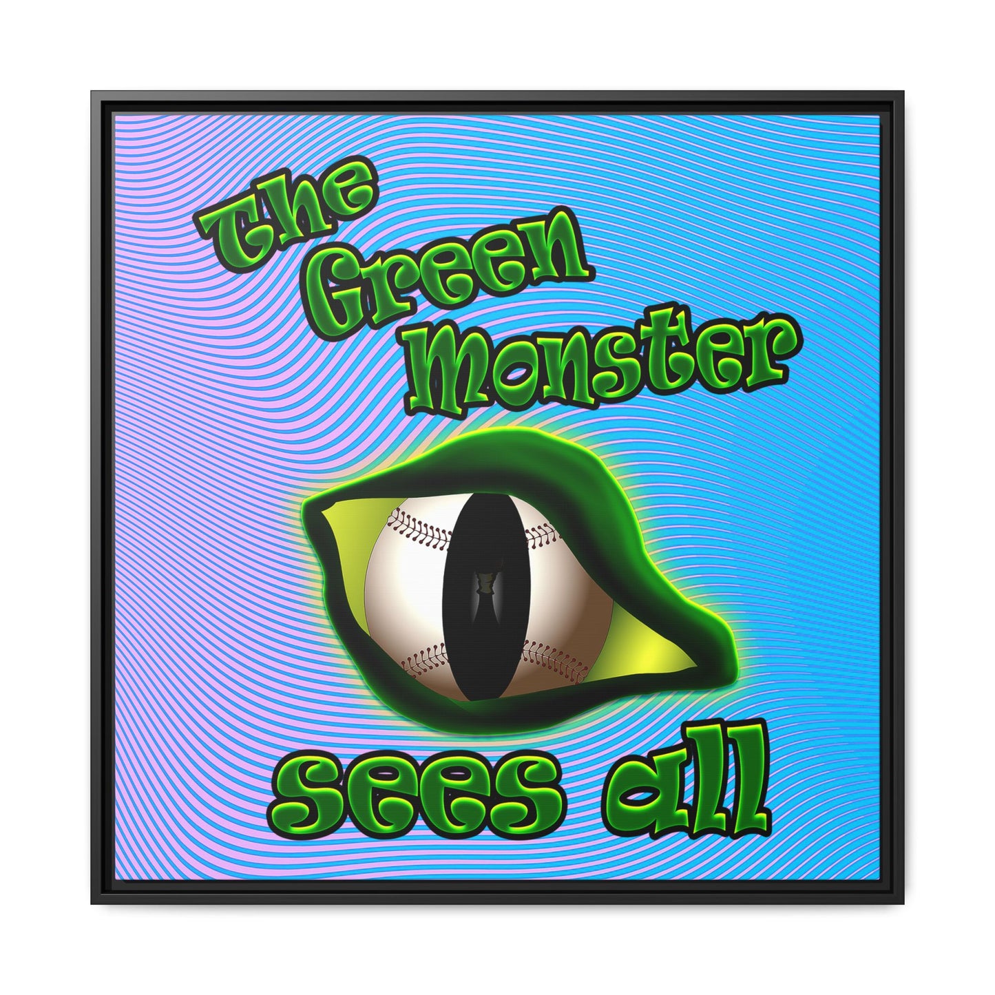 green monster - framed canvas art (light blue-purple wave)