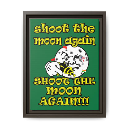 shoot the moon again - framed canvas art (dark green)