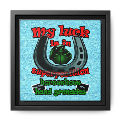 my luck - framed canvas art (faded blue)
