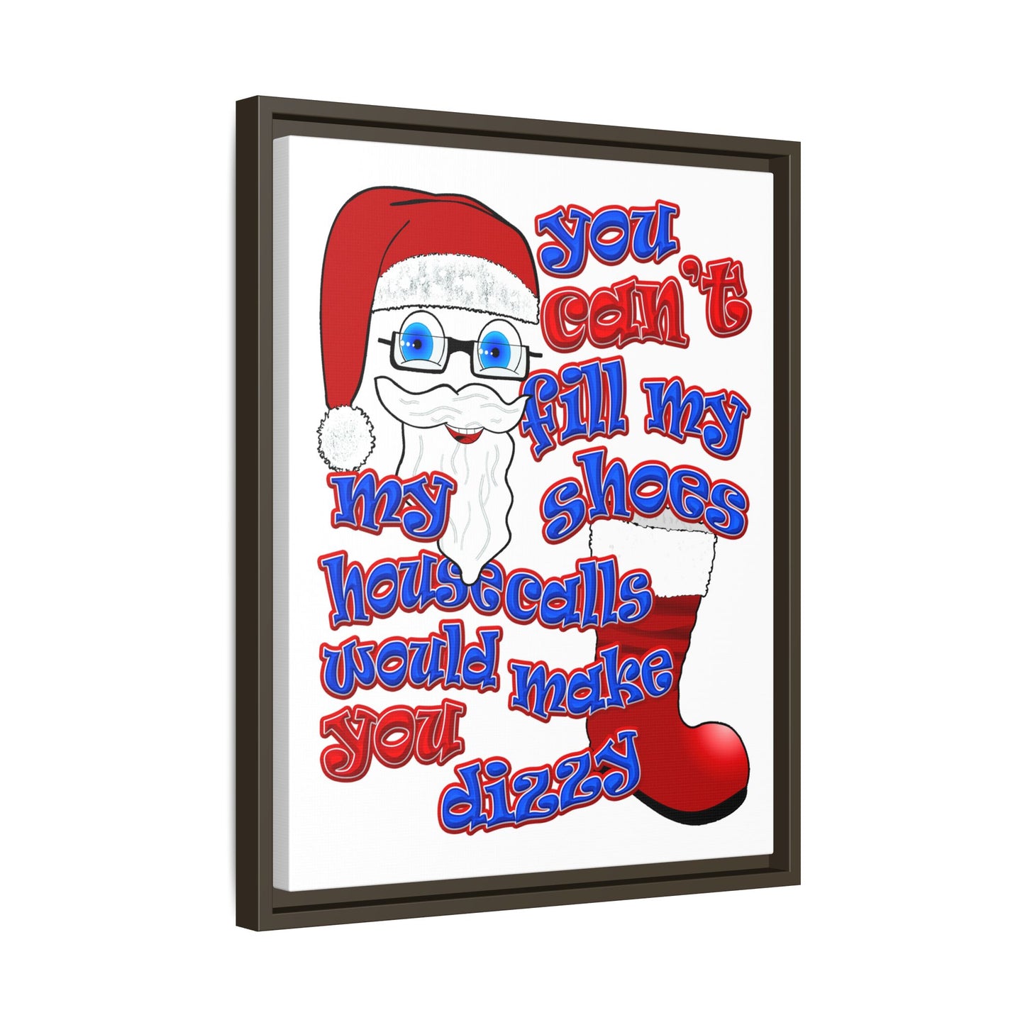 santa's shoes - framed canvas art (white)
