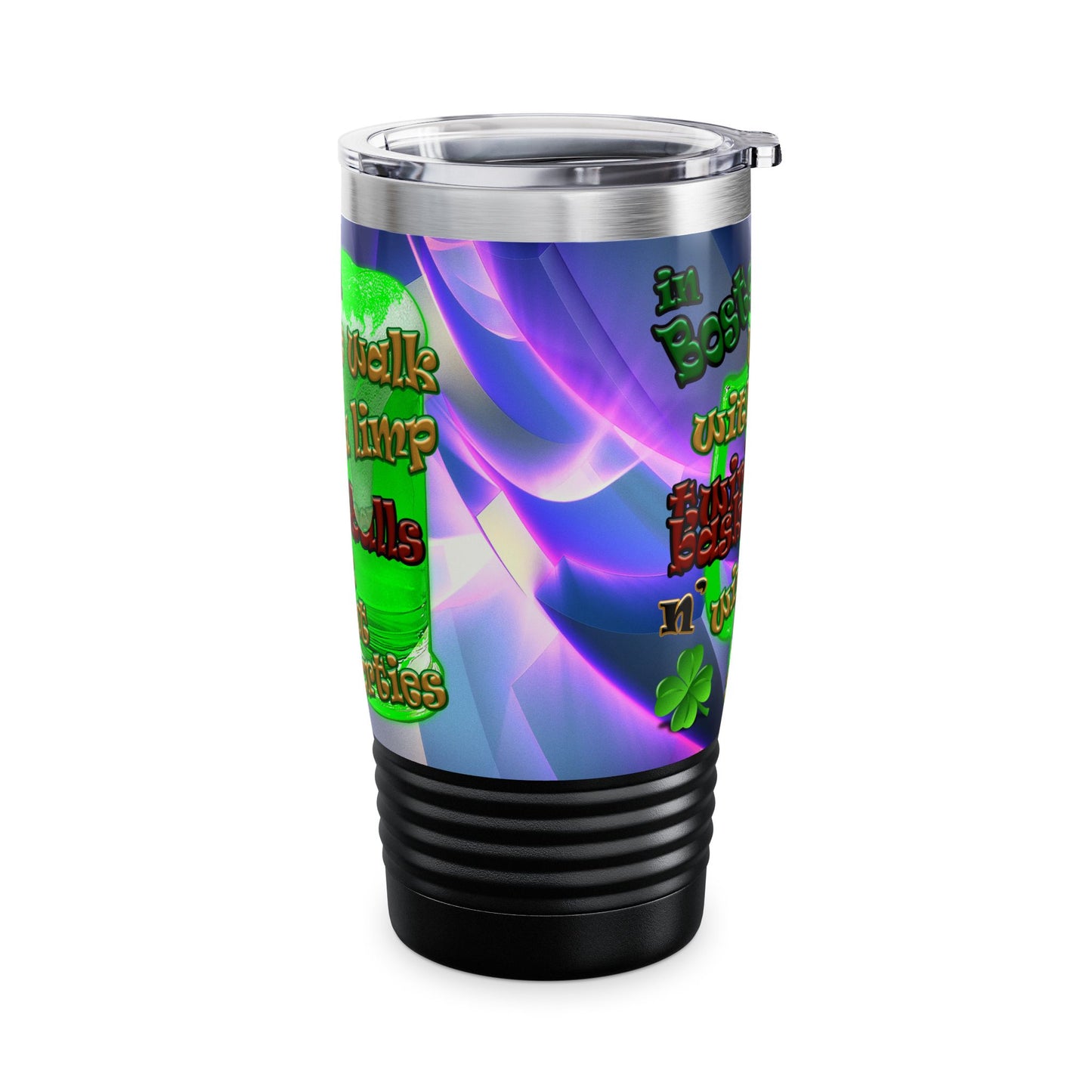 celtics logo - Ringneck Tumbler, 20oz (grey-pink wave)