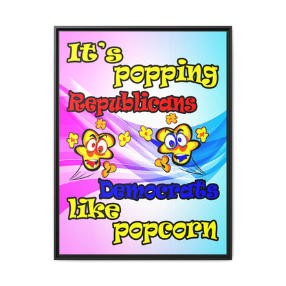 popping like popcorn - framed canvas art (light blue-pink wave)